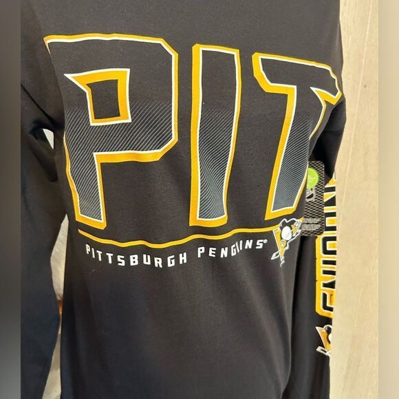 Mens Pittsburgh Penguins long sleeve logo black and gold Shirt size small - Picture 5 of 7